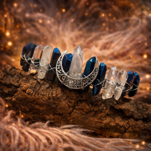 Heksekrone med Kvarts Spidser og Blå Galvaniserede