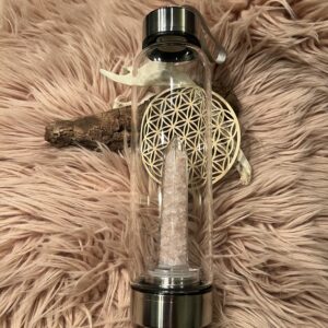 Vandflaske med Rose Quartz Tårn