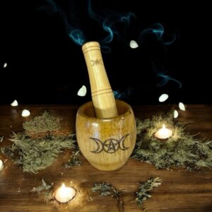 Træ Morter med Wicca Symbol