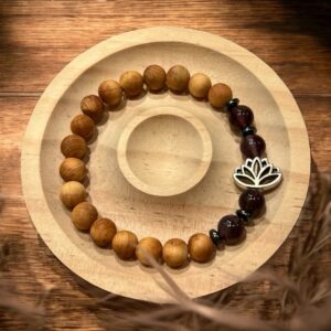 Lotus - Træ og Ametyst Armbånd