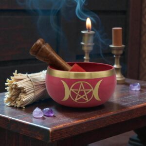 Syngeskål – Pink Triple Moon med pentagram