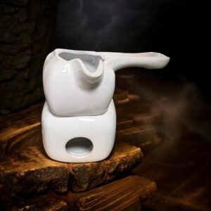 Hvid Keramisk Smelteskål & Oliebrænder