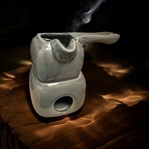 Grå Keramisk Smelteskål & Oliebrænder