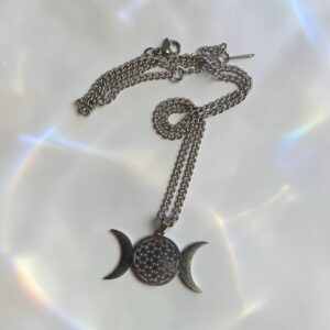 Halskæde – Triple Moon med Livets blomst