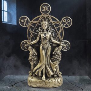 Hekate Gudinde Figur med Hunde & Pentagram