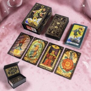 Tarotkort med guldfolie og farver